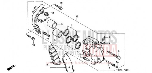 FRONT BRAKE CALIPER (VT1100C2) VT1100C2S de 1995